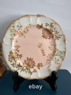 Antique Hammersley Blush Pink Gold Embossed Teacup Trio