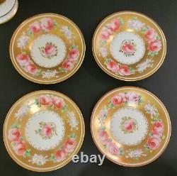 Antique Hanley Porcelain Hand Painted Roses Gold 4 Cups Saucers & Coffee Pot