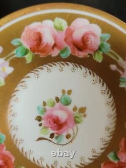 Antique Hanley Porcelain Hand Painted Roses Gold 4 Cups Saucers & Coffee Pot