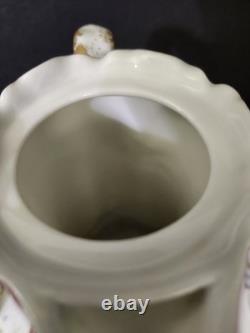 Antique Haviland Limoges Chocolate Pot Violets Gold Trim 2 Cups &saucers France