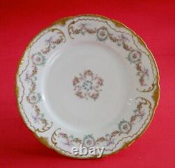 Antique Haviland Limoges Cup Saucer Plate Trio Pink Roses Wreath Double Gold
