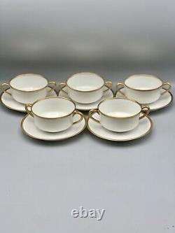 Antique Haviland Schleiger Limoges Boullion Cups and Saucers 5 Sets