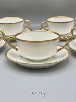 Antique Haviland Schleiger Limoges Boullion Cups and Saucers 5 Sets