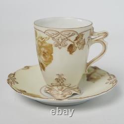 Antique Hermann Ohme Clairon Old Ivory XVI 16 Demitasse Cups & Saucers Set of 5
