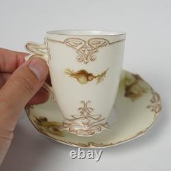 Antique Hermann Ohme Clairon Old Ivory XVI 16 Demitasse Cups & Saucers Set of 5