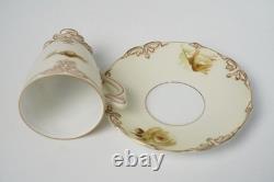 Antique Hermann Ohme Clairon Old Ivory XVI 16 Demitasse Cups & Saucers Set of 5