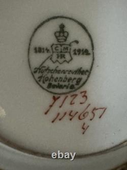 Antique Hohenberg 1814-1914 Bavaria 5! Cups & Saucers 22K Gold