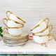 Antique Hutschenreuther Bavaria White & Gold Cups With Saucers, Set Of 12