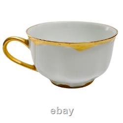 Antique Hutschenreuther Bavaria White & Gold Cups with Saucers, Set of 12