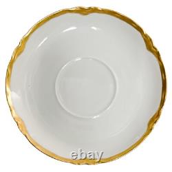 Antique Hutschenreuther Bavaria White & Gold Cups with Saucers, Set of 12