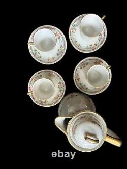 Antique IMPERIAL Nippon Chocolate Pot 4 Cups & Saucers Gold Floral Coffee Tea