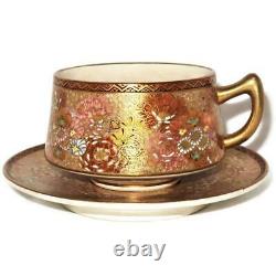 Antique Japanese Satsuma Shimazu Millefleur Thousand Flowers Cup & Saucer Set