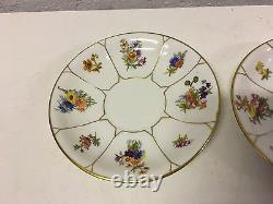 Antique Jean Pouyat Limoges France Porcelain Pair Cups & Saucers Floral Gold Dec