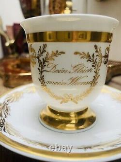 Antique KPM Berlin Cup And Saucer Circa 1850, Dein Gluck Mein Wunsch