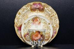 Antique KPM Berlin Cup Saucer & Plate With'Weichmalerei' Flowers Rocaille Style