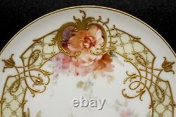 Antique KPM Berlin Cup Saucer & Plate With'Weichmalerei' Flowers Rocaille Style