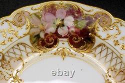 Antique KPM Berlin Cup Saucer & Plate With'Weichmalerei' Flowers Rocaille Style