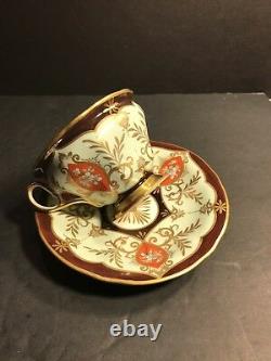 Antique KPM Porcelain Cup & Saucer/ Red, Brown And Gold Gild, Circa 1870