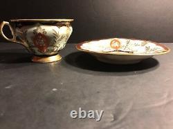 Antique KPM Porcelain Cup & Saucer/ Red, Brown And Gold Gild, Circa 1870