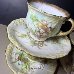 Antique K St T Silesia Bailey Banks Biddle Teacup Saucer Set 19thC 8 Piece