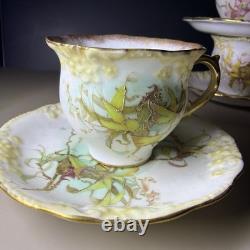Antique K St T Silesia Bailey Banks Biddle Teacup Saucer Set 19thC 8 Piece