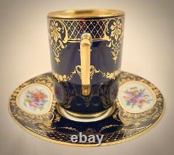 Antique Klemm Dresden Chocolate Cup & Saucer, Vienna Style Portrait