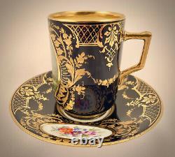 Antique Klemm Dresden Chocolate Cup & Saucer, Vienna Style Portrait