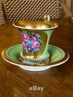 Antique Kpm Berlin Gilt Cabinet Cup & Saucer Paw Foot Biedermeier