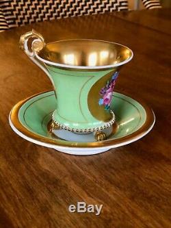 Antique Kpm Berlin Gilt Cabinet Cup & Saucer Paw Foot Biedermeier