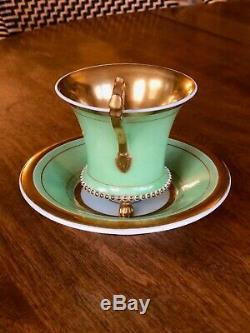 Antique Kpm Berlin Gilt Cabinet Cup & Saucer Paw Foot Biedermeier