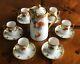 Antique Limoges Coronet 13 Pc Chocolate Set Cups Saucers Pot Signed Barin France