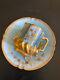 Antique L S & S Limoges Quaterfoil Tiffany Blue Rased Gold Cup Saucer