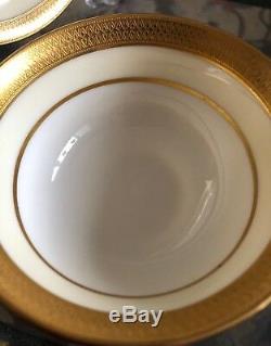 Antique Lenox LOWELL-CREAM BORDER 8 Cup&Saucer Set Green Back-stamp 1906-1930