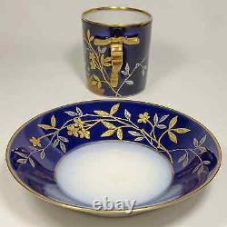 Antique Limoges CFH Haviland hand painted cup saucer Aesthetic gold demitasse