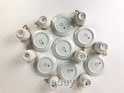 Antique Limoges Demitasse Cups Saucers Set 8 White Gold Trim Chain Link M. Redon