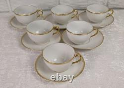 Antique Limoges France Gold Rim Cups & Saucers Set of 6/8 Dulin & Martin