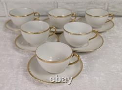 Antique Limoges France Gold Rim Cups & Saucers Set of 6/8 Dulin & Martin