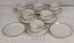 Antique Limoges France Gold Rim Cups & Saucers Set of 6/8 Dulin & Martin