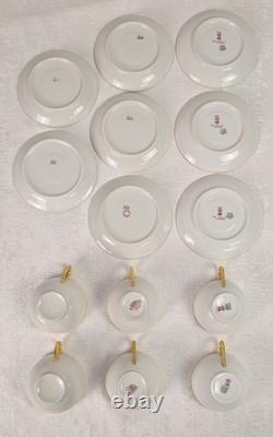 Antique Limoges France Gold Rim Cups & Saucers Set of 6/8 Dulin & Martin