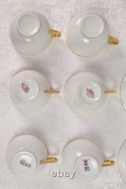 Antique Limoges France Gold Rim Cups & Saucers Set of 6/8 Dulin & Martin