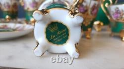 Antique Limoges Porcelain Fragonard Cup and Saucer Rare Green 24k Gold Mint