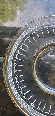 Antique Lobmeyr Neffe White Lace Enameled Cup Saucer w Gilt Gold Rim