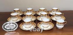 Antique MINTON FOR TIFFANY Gold Encrusted Demitasse Cup & Saucer Set of 10