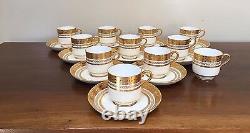 Antique MINTON FOR TIFFANY Gold Encrusted Demitasse Cup & Saucer Set of 10