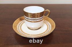 Antique MINTON FOR TIFFANY Gold Encrusted Demitasse Cup & Saucer Set of 10