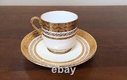 Antique MINTON FOR TIFFANY Gold Encrusted Demitasse Cup & Saucer Set of 10