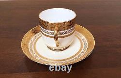 Antique MINTON FOR TIFFANY Gold Encrusted Demitasse Cup & Saucer Set of 10