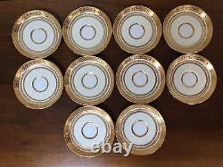 Antique MINTON FOR TIFFANY Gold Encrusted Demitasse Cup & Saucer Set of 10