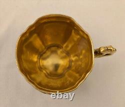 Antique M. Redon Limoges Cup & Saucer, Cobalt Blue, Raised Gold