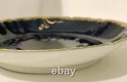 Antique M. Redon Limoges Cup & Saucer, Cobalt Blue, Raised Gold